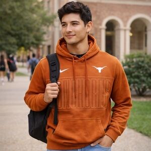Nike Texas Longhorns Hoodie Mens M Burnt Orange NCAA College Football Y2K